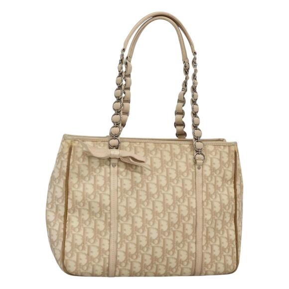 DIOR Trotter Canvas Romantic Bag Pvc Beige Silver - Picture 1 of 12
